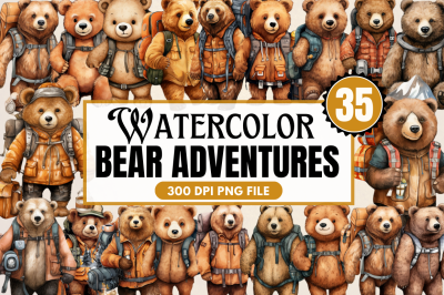 Bear Adventures Sublimation Clipart Bundle