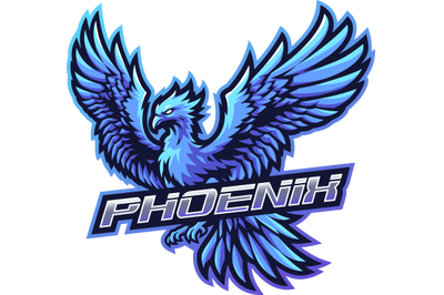 Blue phoenix esport mascot logo design