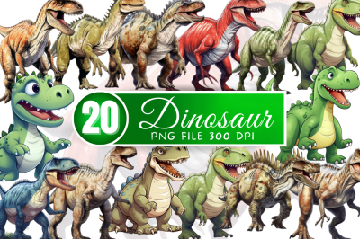 Big Dinosaur single Clipart Bundle