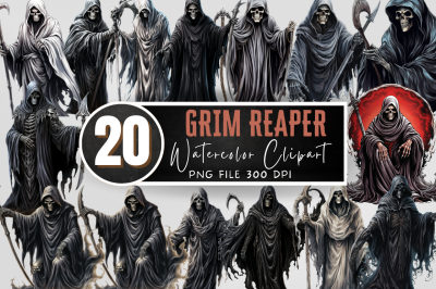 Grim Reaper Sublimation Clipart Bundle