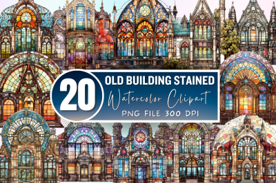 Old Building Stained Glass Sublimation Bundle