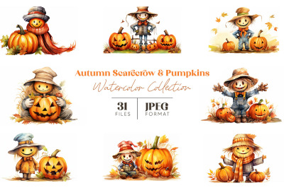 Autumn Scarecrow &amp; Pumpkin