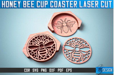 Honey Bee Cup Coasters Laser Cut | Laser Cut SVG Design | CNC Files