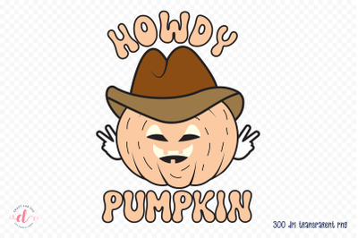 Howdy Pumpkin PNG | Retro Halloween PNG