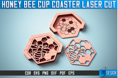Honey Bee Cup Coasters Laser Cut | Laser Cut SVG Design | CNC Files