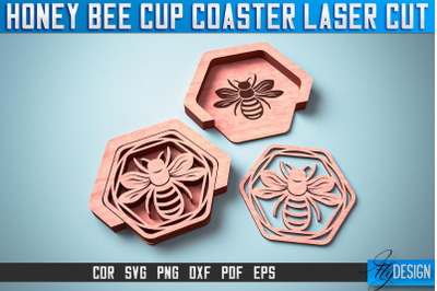 Honey Bee Cup Coasters Laser Cut | Laser Cut SVG Design | CNC Files