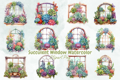 Succulent Window Watercolor Sublimation