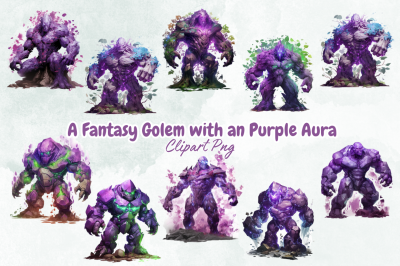 A Fantasy Golem with an Purple Aura