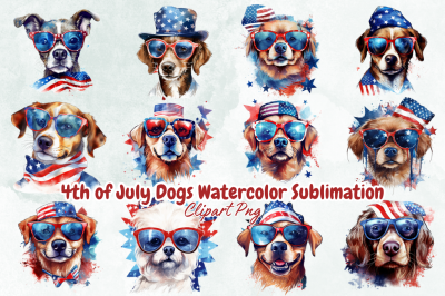 4th of July Dogs Watercolor Sublimation