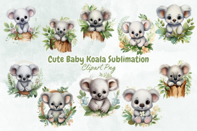 Cute Baby Koala Sublimation Clipart