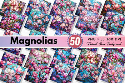 Stained Glass Magnolias  Background Bundle