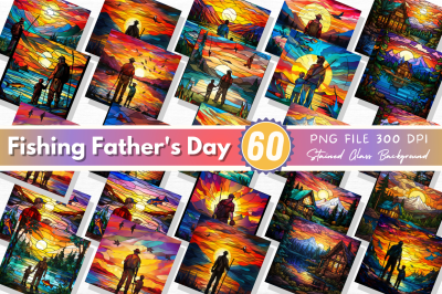 Stained Glass Man Fishing Father&#039;s Day Bundle