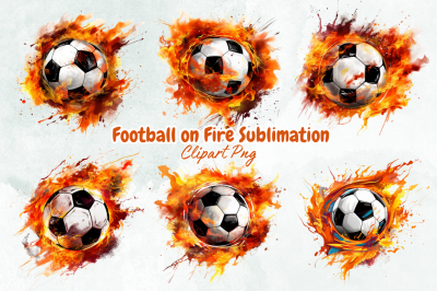 Football on Fire Sublimation Design