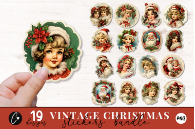 Vintage Christmas Sticker PNG Bundle