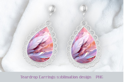 Pastel feathers earrings sublimation Boho earring template