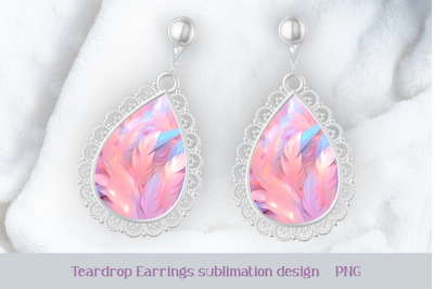 Pastel feathers earrings sublimation Boho earring template