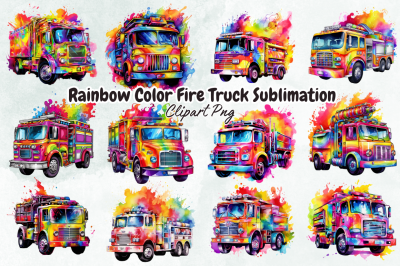 Rainbow Color Fire Truck Sublimation