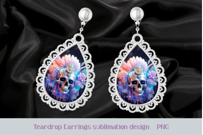 Boho skull earrings sublimation Gothic earring template