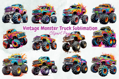 Vintage Monster Truck Sublimation Bundle