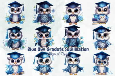 Blue Owl Gradute Sublimation Clipart