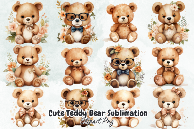 Cute Teddy Bear Sublimation Clipart