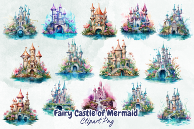 Fairy Castle of Mermaid Clipart Bundle