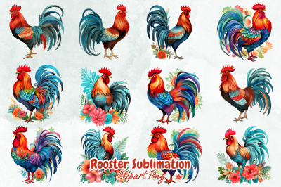 Rooster Sublimation Clipart Bundle