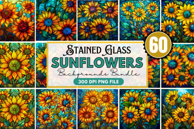 Stained Glass Sunflowers Sublimation Bundle