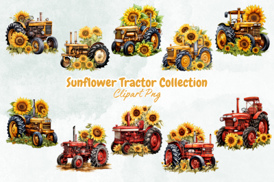 Sunflower Tractor Collection Clipart