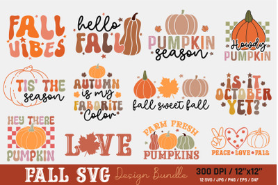 Retro Fall SVG Bundle, Thanksgiving Svg, Fall Svg Designs