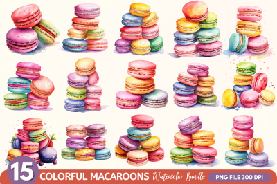 Colorful Macaroons Watercolor Clipart