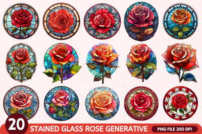 Stained Glass Rose Feild Art Bundle