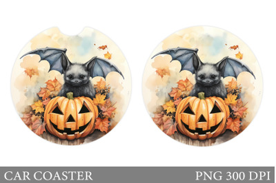 Bat Pumpkin Car Coaster. Halloween Car Coaster Design