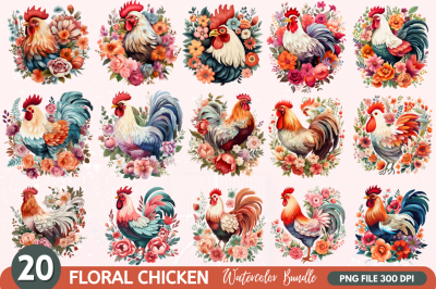 Floral Chicken Clipart