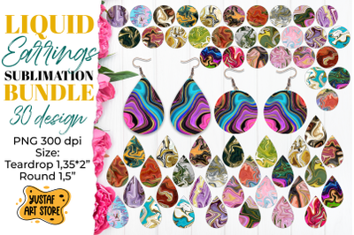 Earrings Sublimation Bundle. Teardrop and Round 30 design