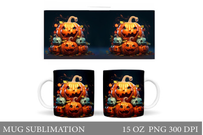 Scary Pumpkins Mug Design. Halloween Mug Wrap Sublimation