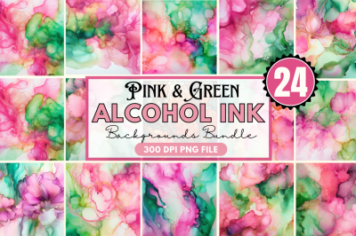 Pink &amp;amp; Green Alcohol Ink Backgrounds