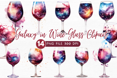 Galaxy in Wine Glass Sublimation Clipart