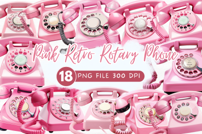 Pink Retro Rotary Phone Clipart