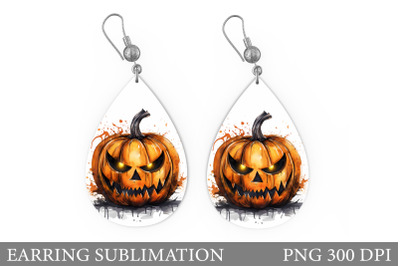 Scary Pumpkin Halloween Teardrop Earring Sublimation