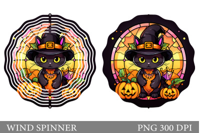 Cute Black Cat Wind Spinner. Halloween Wind Spinner Design