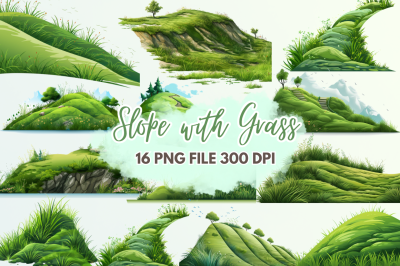 Slope with Grass Sublimation Clipart bundle