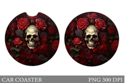 Skull and Rose Car Coaster. Skull Car Coaster Sublimation