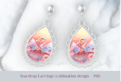 Flamingo earrings sublimation Bird earring template