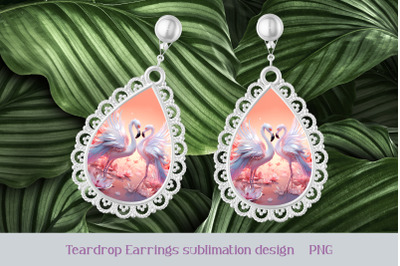 Flamingo earrings sublimation Bird earring template