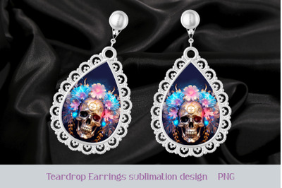 Boho skull earrings sublimation Gothic earring template