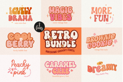 Awesome Retro Bundle - 8 Groovy Fonts