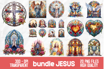 Jesus Stained Glass Watercolor Bundle