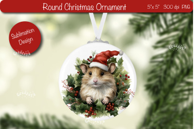 Round Christmas ornament Sublimation Watercolor Baby Animal PNG