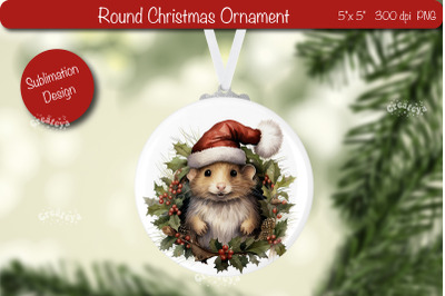 Round Christmas ornament Sublimation Watercolor Baby Animal PNG